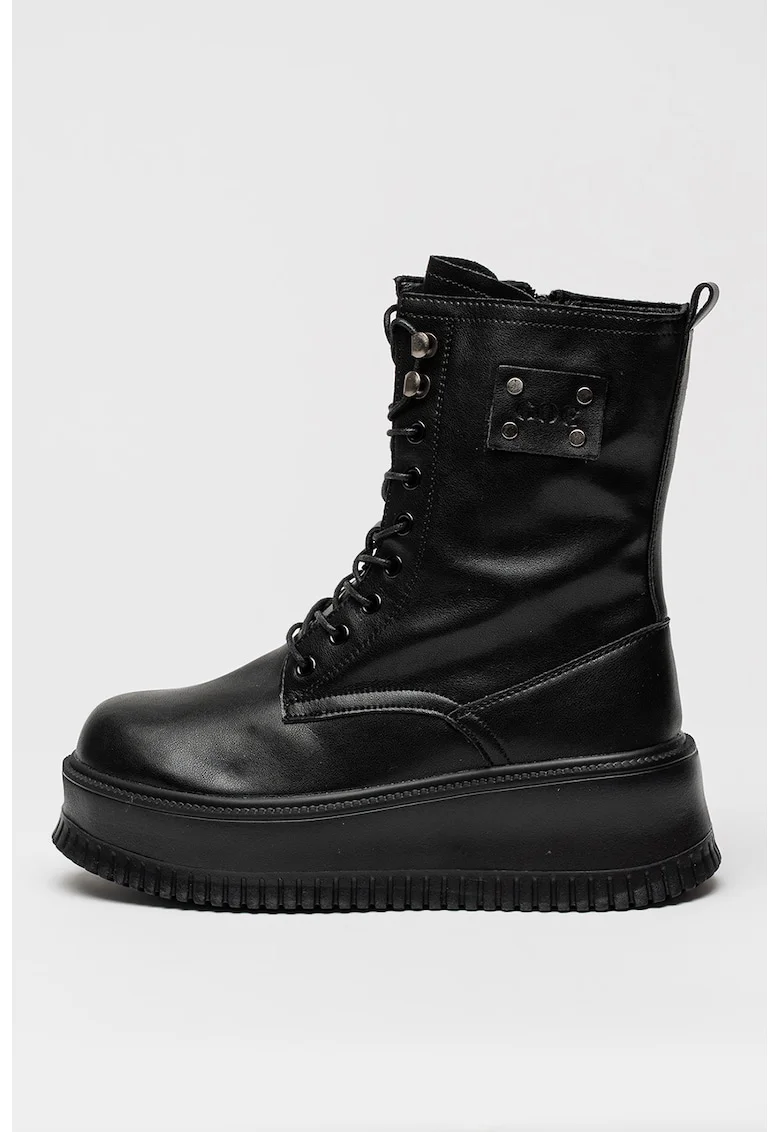 Ghete wedge din piele, Negru
