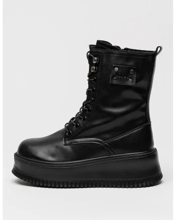 Ghete wedge din piele, Negru
