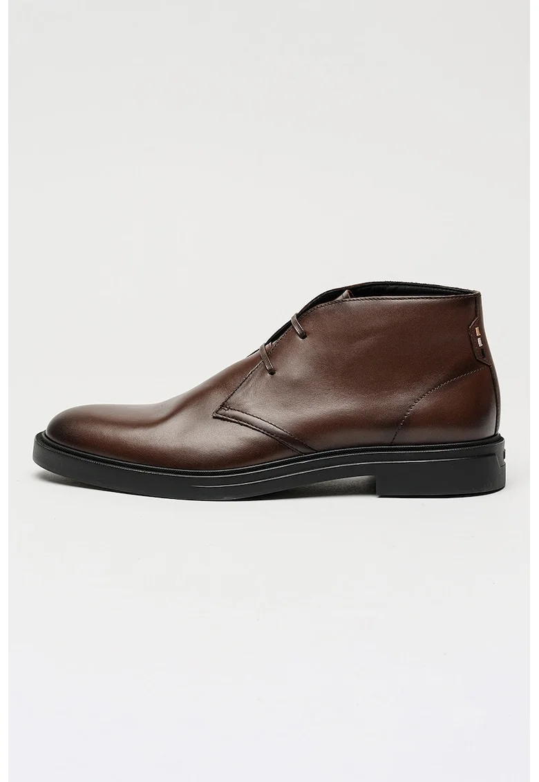 Ghete de piele cu sireturi Calev, Maro cognac