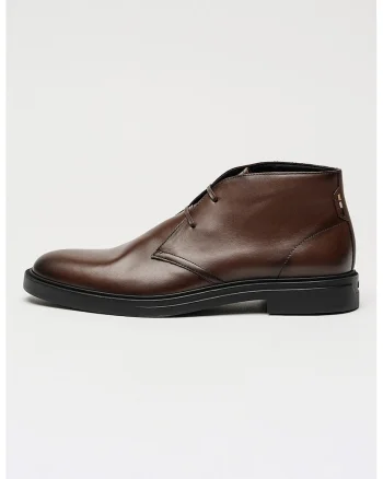 Ghete de piele cu sireturi Calev, Maro cognac