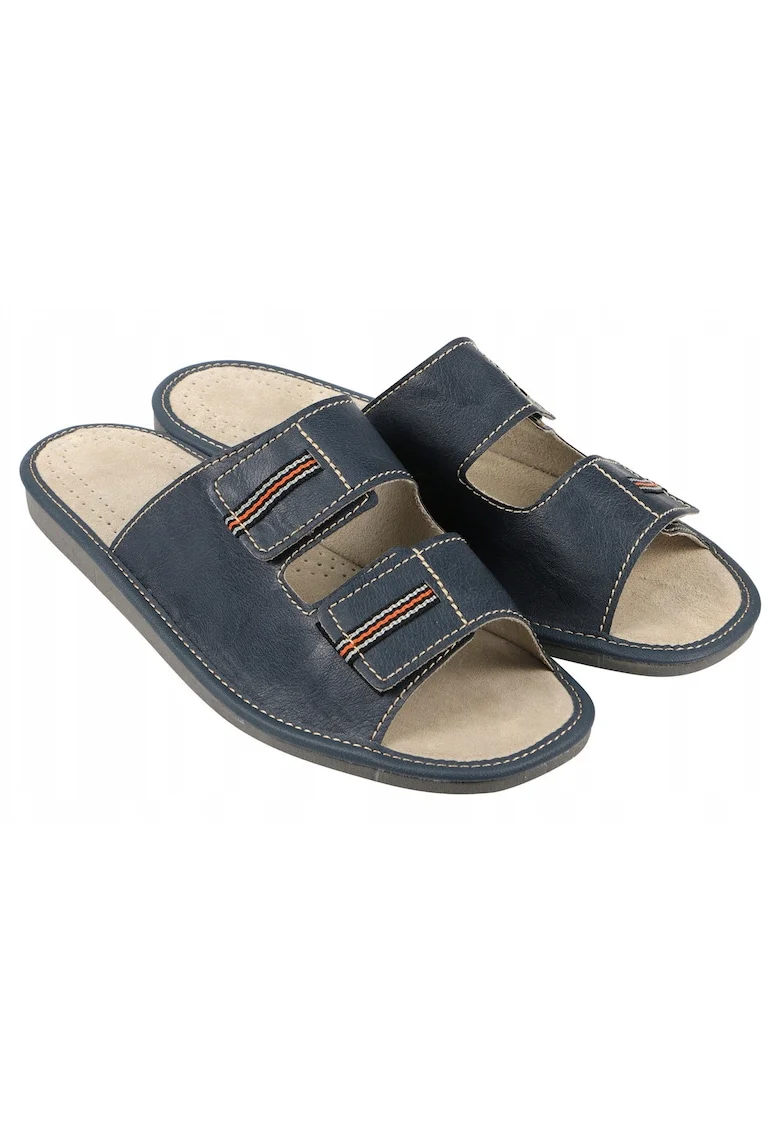Papuci  Piele, Bleumarin, Bleumarin