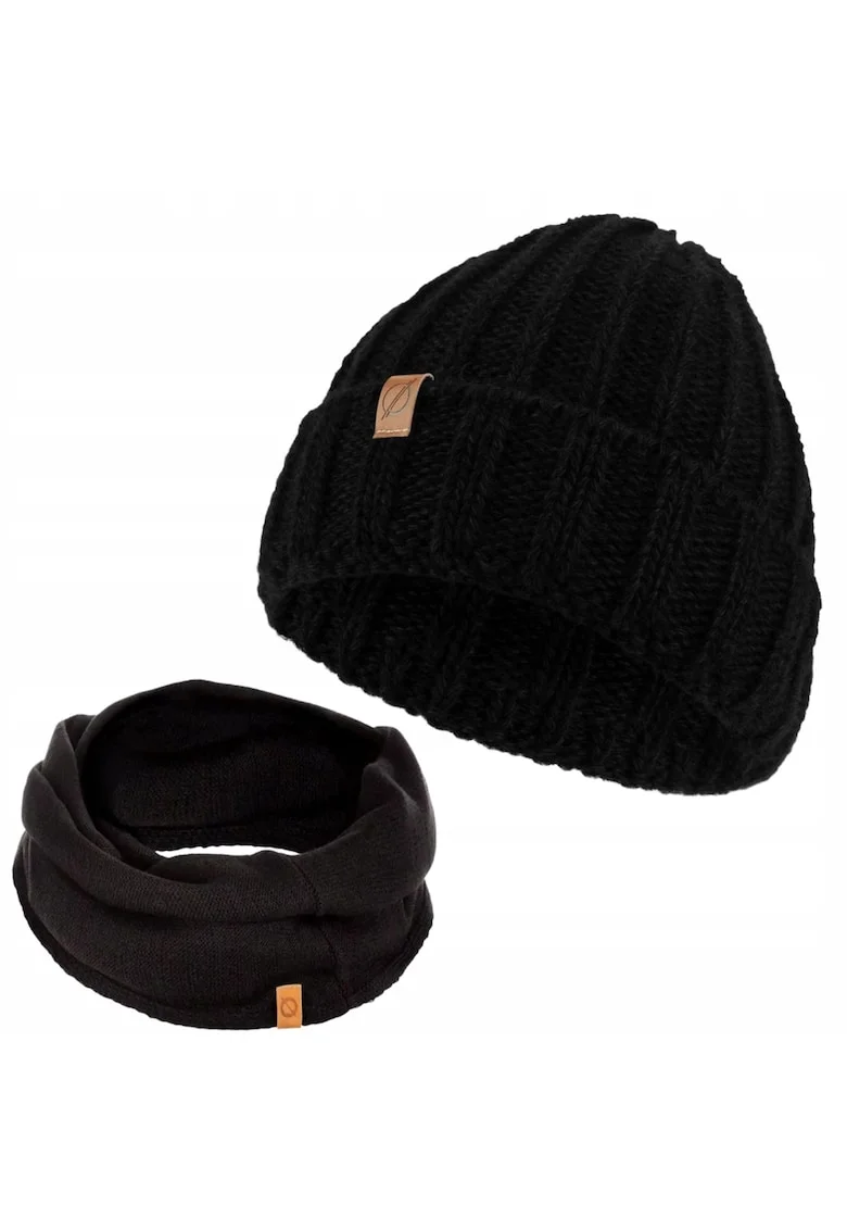 Set caciula cu fular barbati Brodrene, Acril, Negru