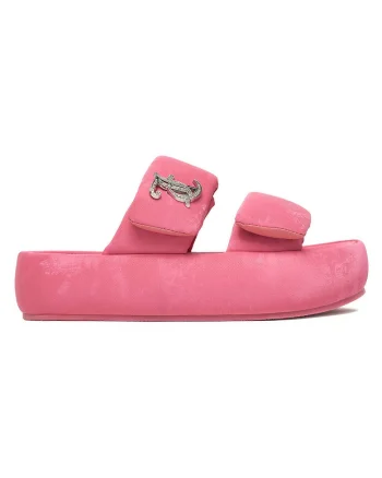 Papuci dama,  roz, textil, Roz
