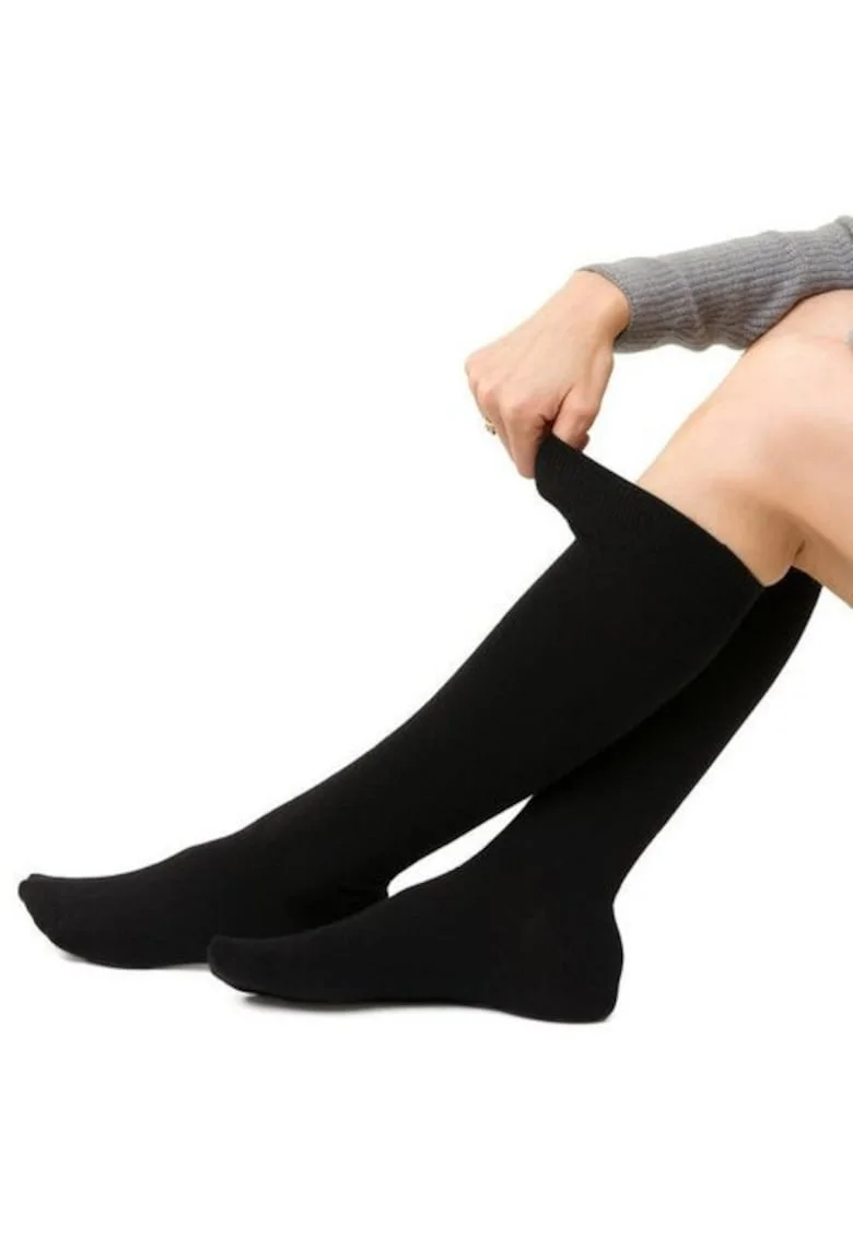 Sosete lana merinos negre lungi sub genunchi  S130, Negru