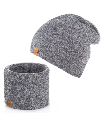 Set caciula si fular barbati Brodrene, Acril, Gri