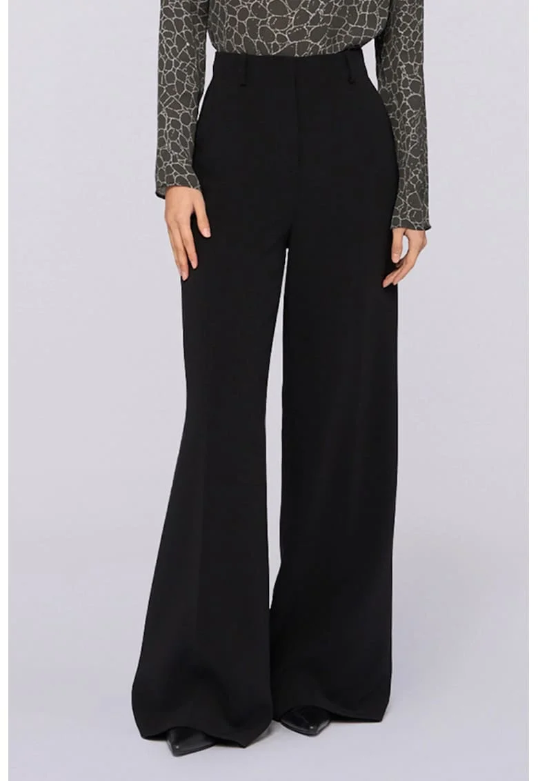 Pantaloni evazati cu talie inalta, Negru