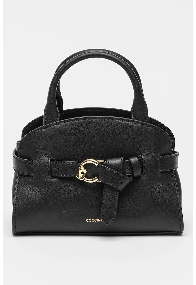 Geanta de piele cu maner si bareta decorativa Sabine, Negru