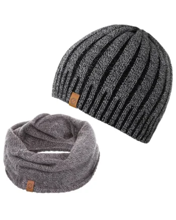 Set caciula si fular barbati Brodrene, Acril, Gri