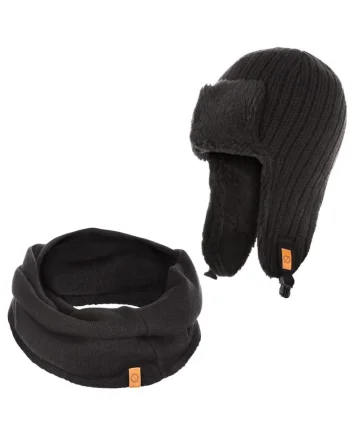 Set caciula cu fular barbati Brodrene, Acril, Negru