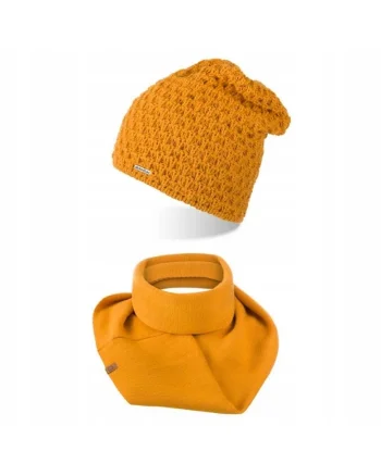 Set caciula si fular dama Brodrene, Acril, Galben