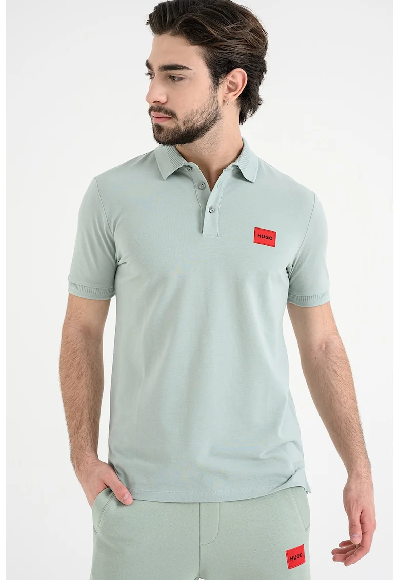 Tricou polo slim fit Dereso, Verde menta