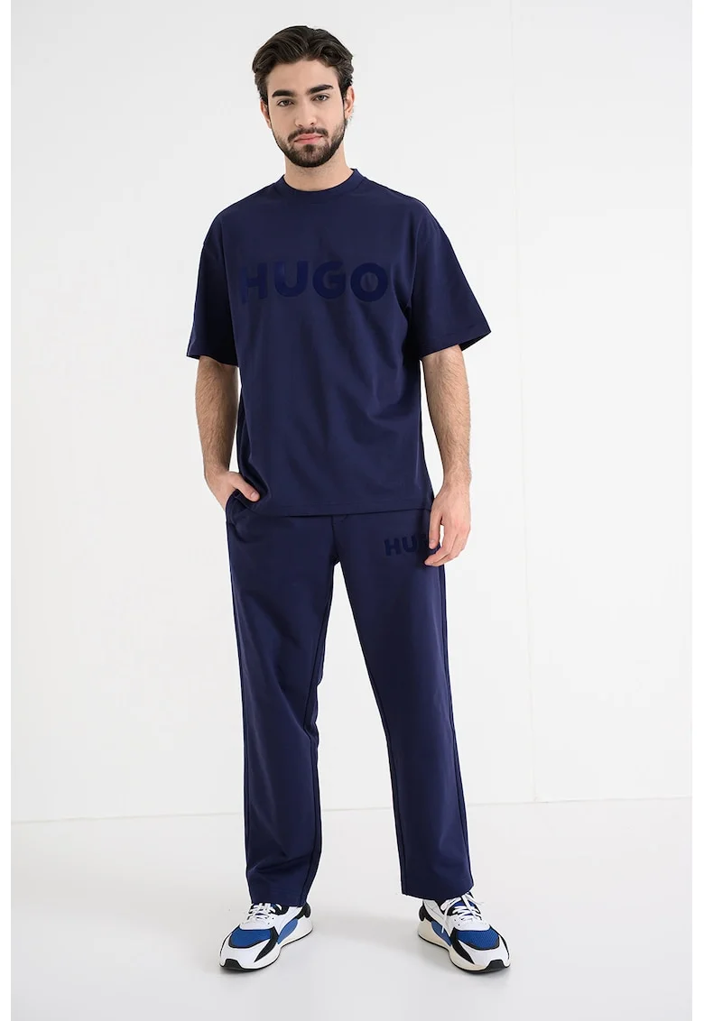 Tricou supradimensionat cu decolteu la baza gatului Dinkee, Albastru indigo