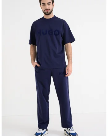 Tricou supradimensionat cu decolteu la baza gatului Dinkee, Albastru indigo