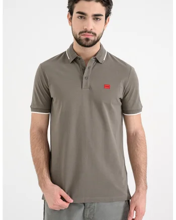 Tricou polo slim fit Deresino, Maro taupe