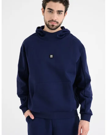 Hanorac cu logo cu buzunar kangaroo, Albastru indigo