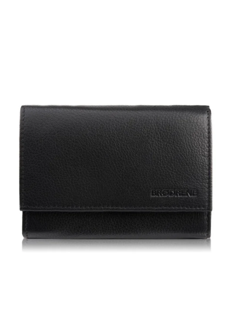 Portofel de dama din piele, Brodrene G-25, RFID 13x10x4, Negru