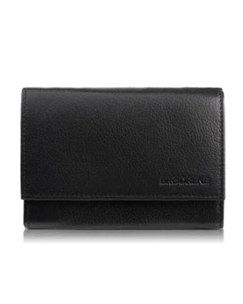 Portofel de dama din piele, Brodrene G-25, RFID 13x10x4, Negru