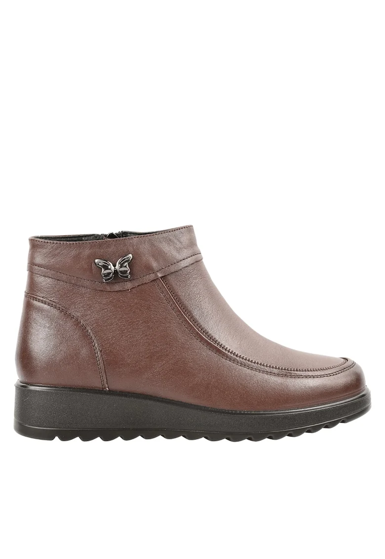 Ghete casual, dama,  3727 maro, piele naturala, Maro