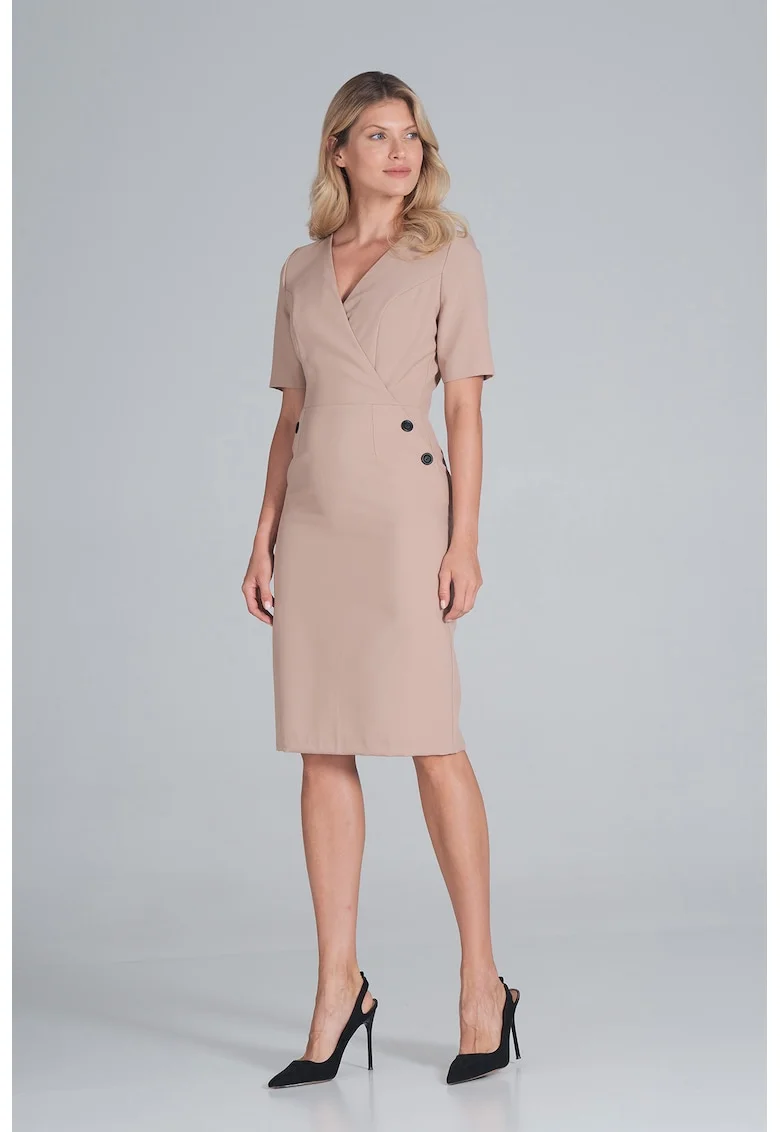 Rochie mini dama Guirdin M851 bej, Bej