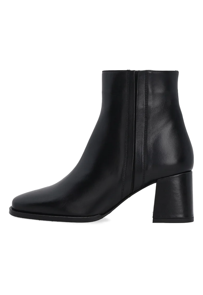 Botine din piele cu toc masiv si varf patrat