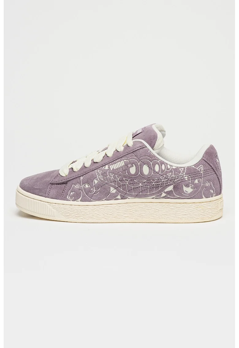 Pantofi sport low-cut XL RIPNDIP din piele intoarsa, Alb/Lila
