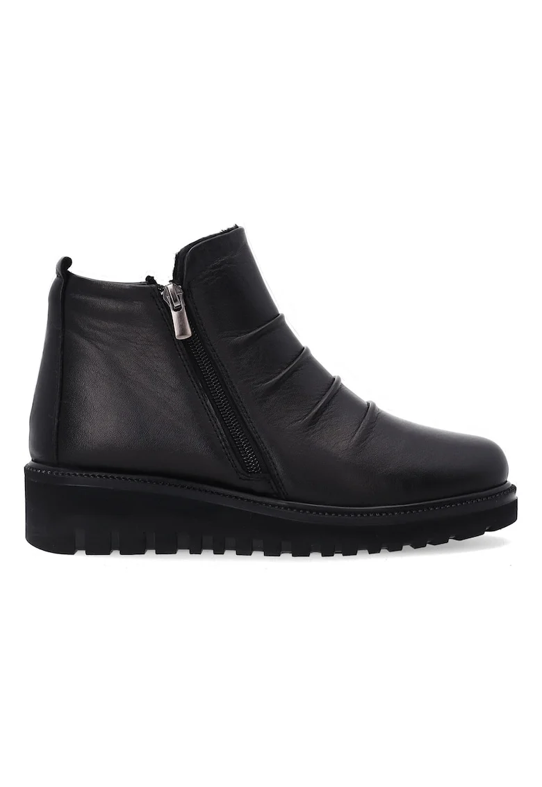 Ghete din piele cu talpa wedge si fermoar