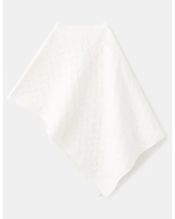 Poncho cu design torsade, Alb