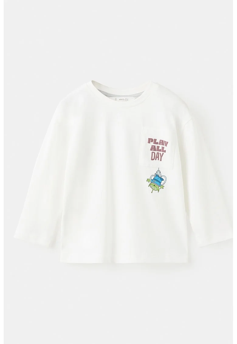 Bluza cu decolteu la baza gatului si imprimeu Disney, Alb/Violet pruna