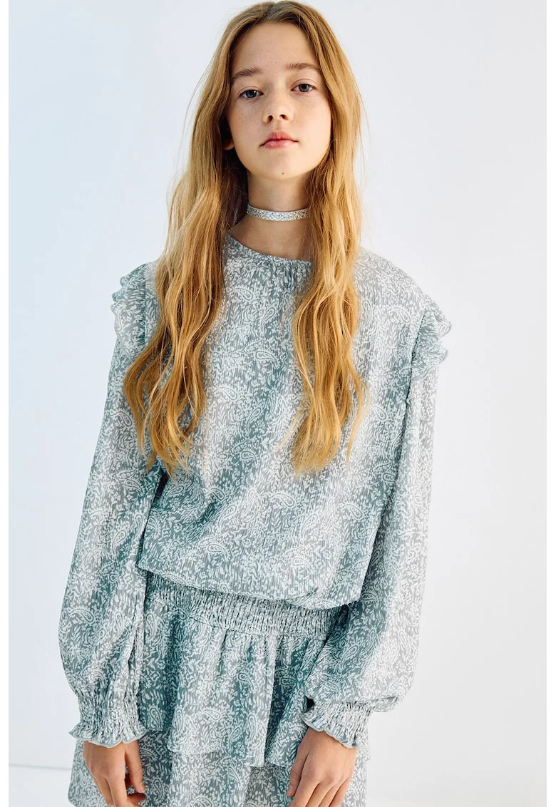 Bluza lejera cu model paisley, Gri cenusiu