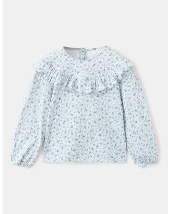 Bluza cu model floral, Albastru pastel