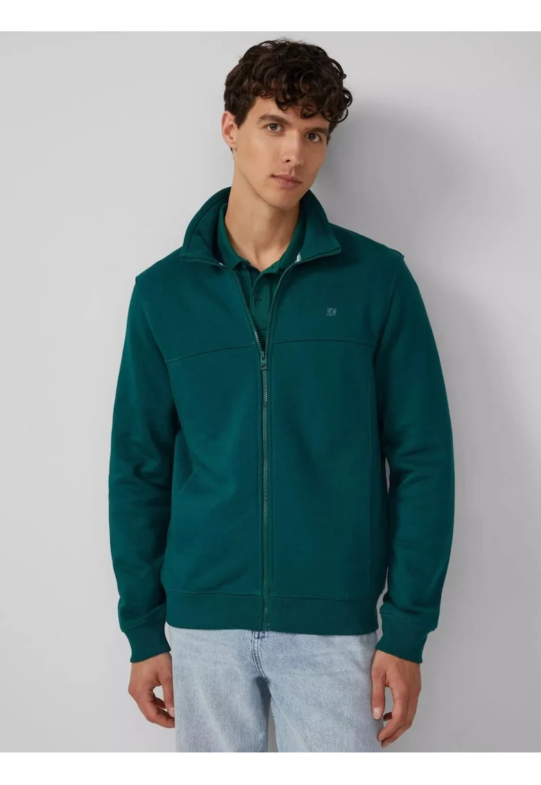 Bluza sport cu guler inalt si fermoar, Regular fit, Verde