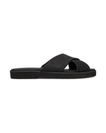 Slapi dama,  piele naturala, negru,