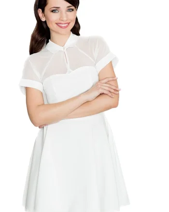 Rochie scurtaenitif, Alb