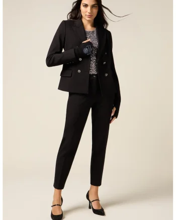 Pantaloni crop cu buzunare, Negru