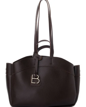 Geanta tote din piele ecologica cu barete multiple, Maro inchis, 23 x 35 x 15 cm