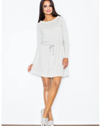 Rochie  tricotata, bumbac, gri deschis, Gri