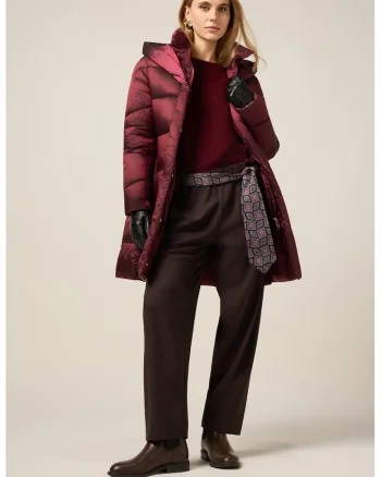 Pantaloni cu cordon cu model, Maro inchis