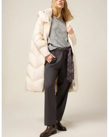 Pantaloni cu cordon cu model, Gri inchis