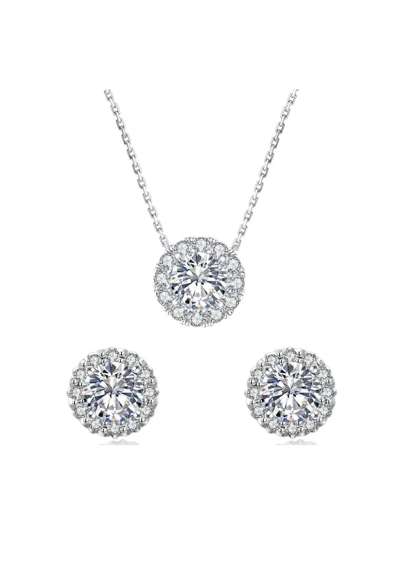 Set Colier si Cercei  Magic Diamond cu Moissanite, Argint 925