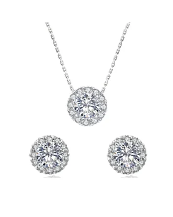 Set Colier si Cercei  Magic Diamond cu Moissanite, Argint 925