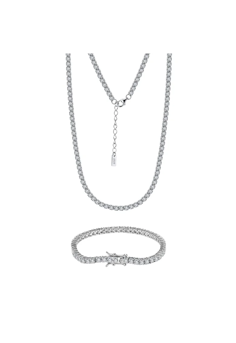 Set Colier si Bratara Tennis  3mm, Argint 925