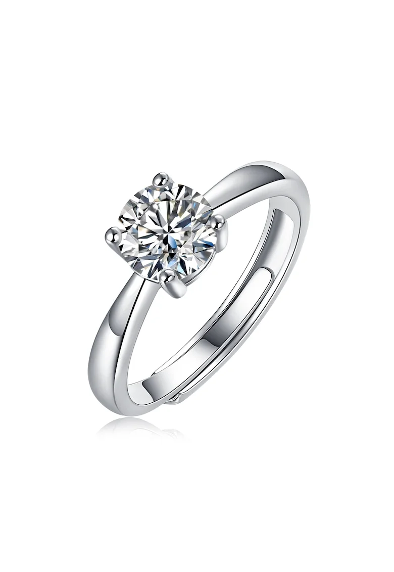 Inel Logodna cu Diamant Moissanite, Argint 925, Marime Ajustabila