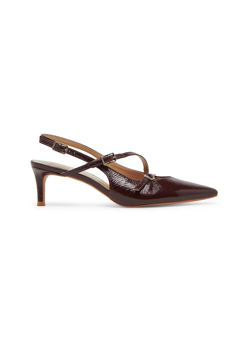 Pantofi de piele cu varf ascutit, Violet pruna