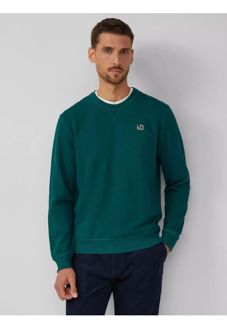 Bluza barbati, cu decolteu la baza gatului, logo, Verde,