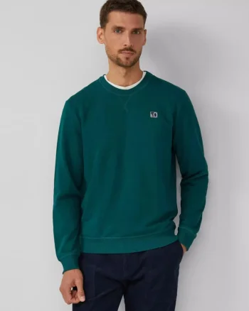 Bluza barbati, cu decolteu la baza gatului, logo, Verde,
