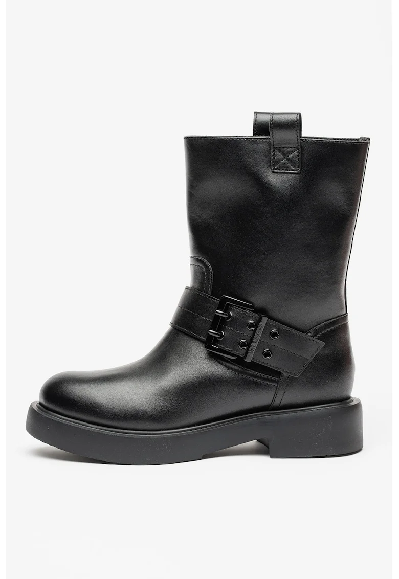Ghete din piele cu catarama, Negru