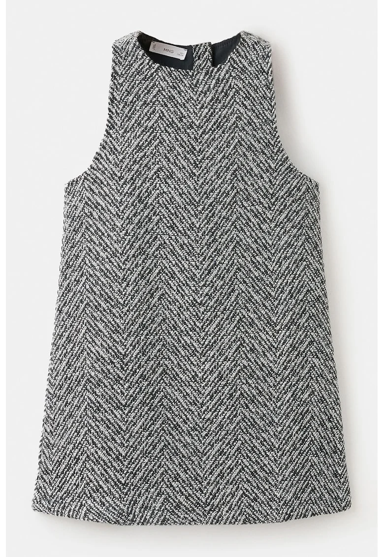 Rochie scurta din tuid si lurex, Alb murdar/Gri antracit