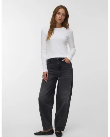 Blugi evazati cu model uni, Negru