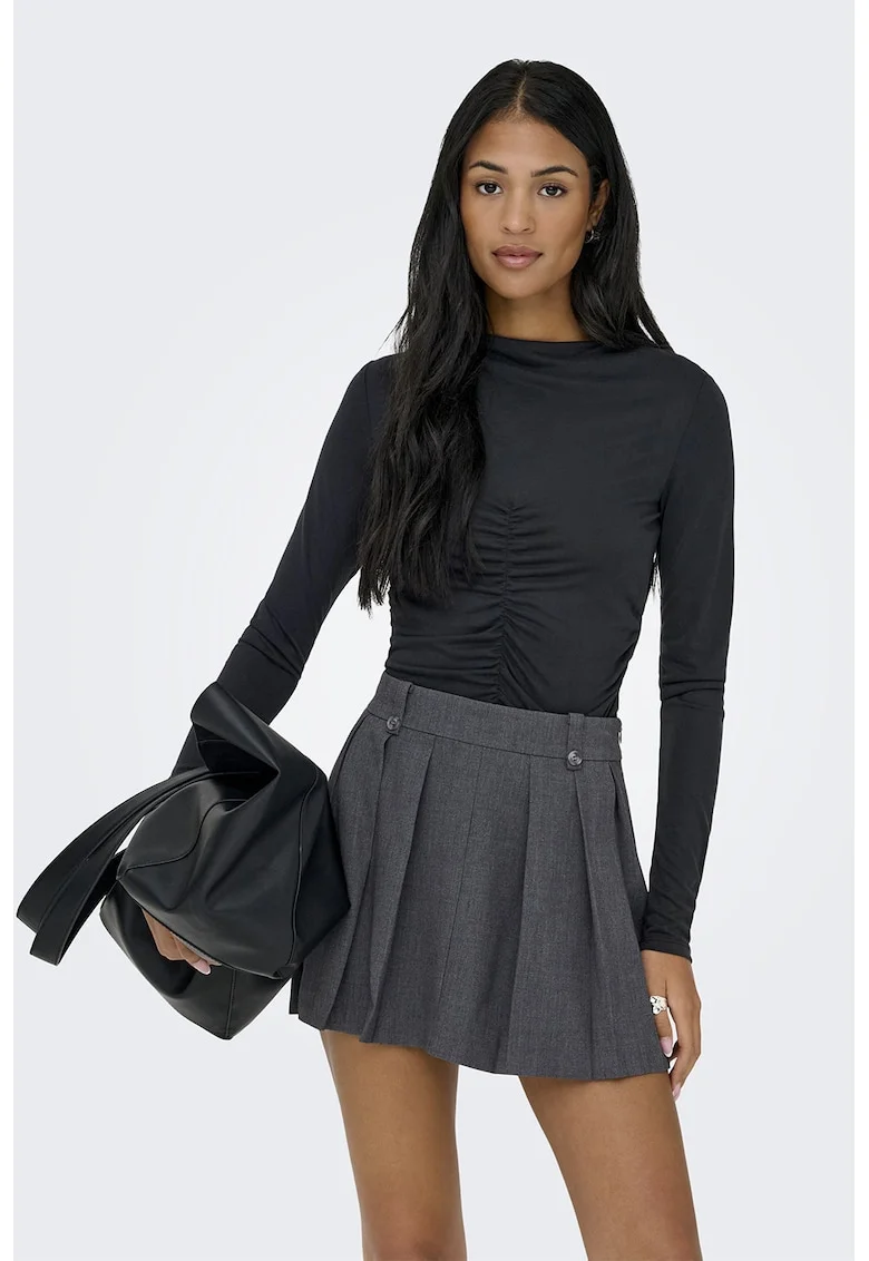 Bluza slim-fit cu insertie elastica, Negru