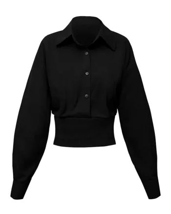 Camasa tip corset cu maneci lungi Obsidian, Negru